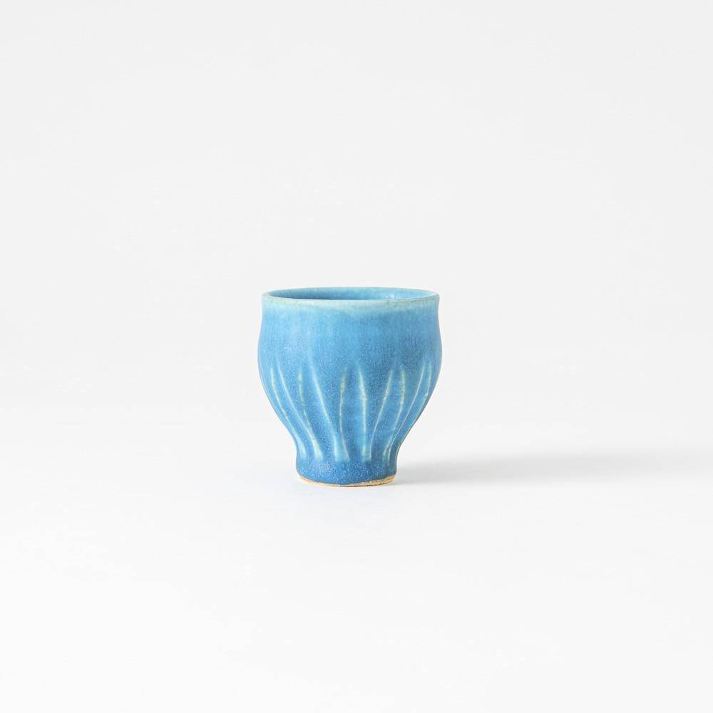 Kokuzou Kiln Turquoise Glaze pattern Guinomi Sake Cup - MUSUBI KILN - Quality Japanese Tableware and Gift