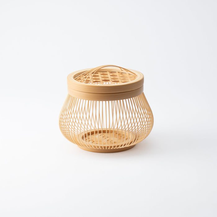 Suruga Bamboo Basketry Hexagonal Patterned Basketry Basket with Lid Box