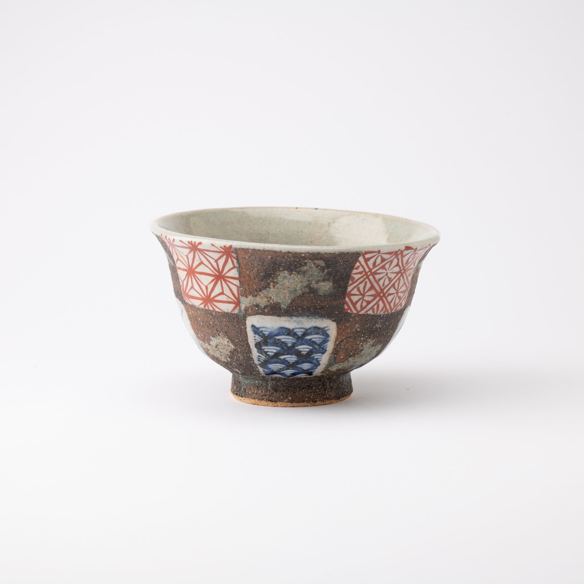 Kousai Kiln Checkered Pattern Hasami Donburi Bowl M - MUSUBI KILN - Quality Japanese Tableware and Gift