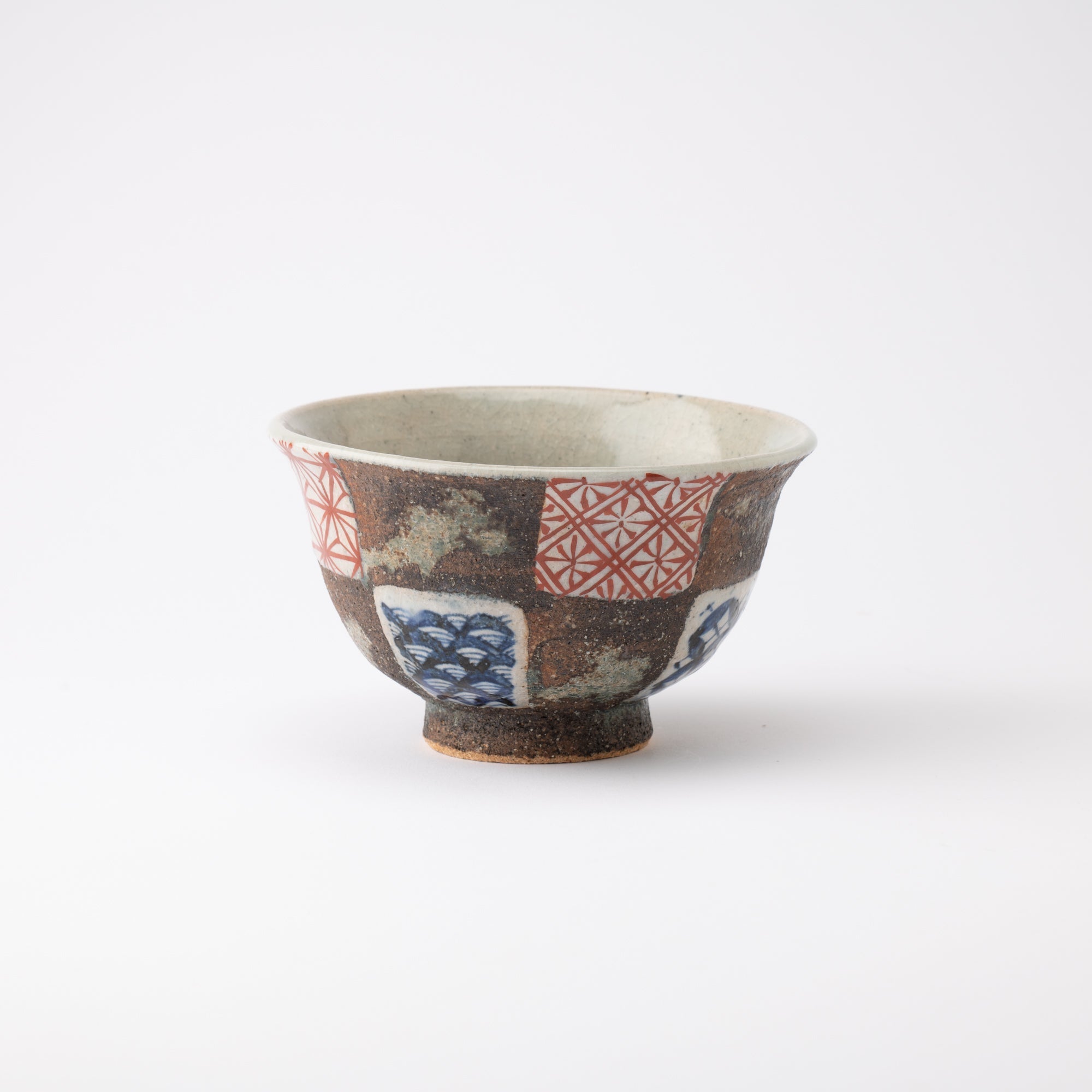 Kousai Kiln Checkered Pattern Hasami Donburi Bowl M - MUSUBI KILN - Quality Japanese Tableware and Gift