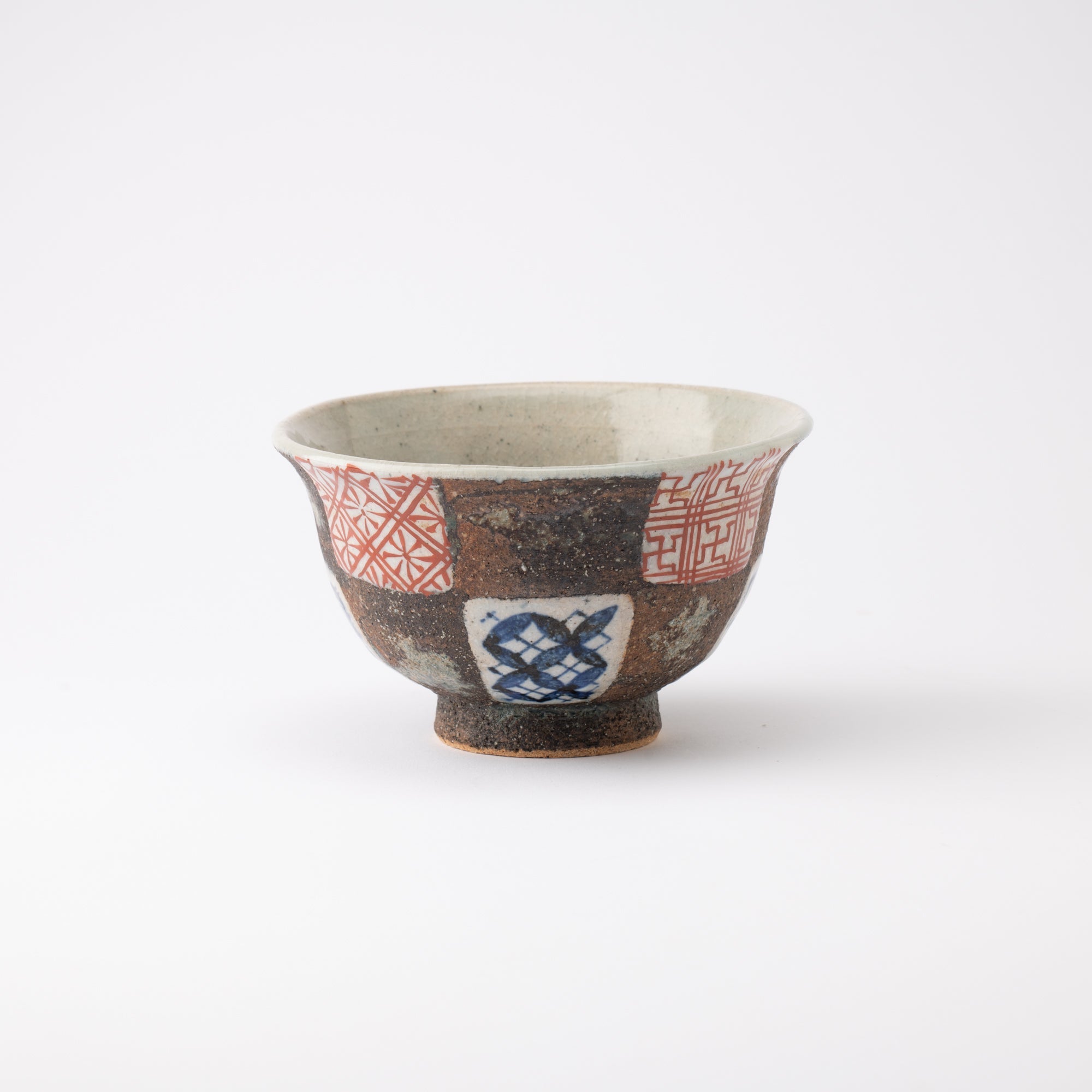 Kousai Kiln Checkered Pattern Hasami Donburi Bowl M - MUSUBI KILN - Quality Japanese Tableware and Gift