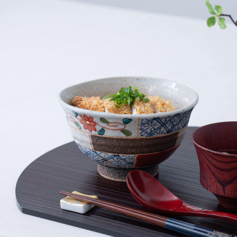 Kousai Kiln Flower Hasami Donburi Bowl M - MUSUBI KILN - Quality Japanese Tableware and Gift