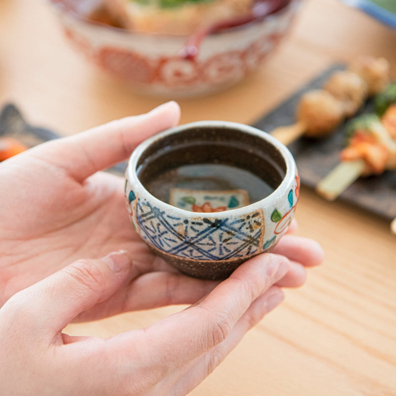 Kousai Kiln Flower Hasami Guinomi Sake Cup - MUSUBI KILN - Quality Japanese Tableware and Gift