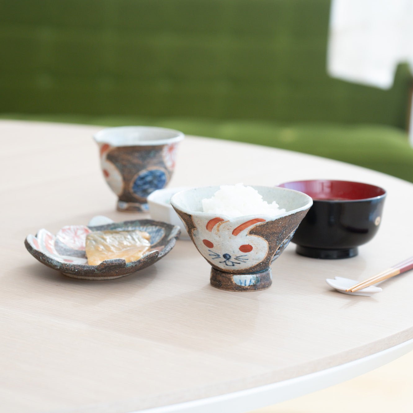 Japanese Rabbit Bowl Kousai Kiln Playful Rabbit Hasami Japanese Rice Bowl | MUSUBI KILN ...