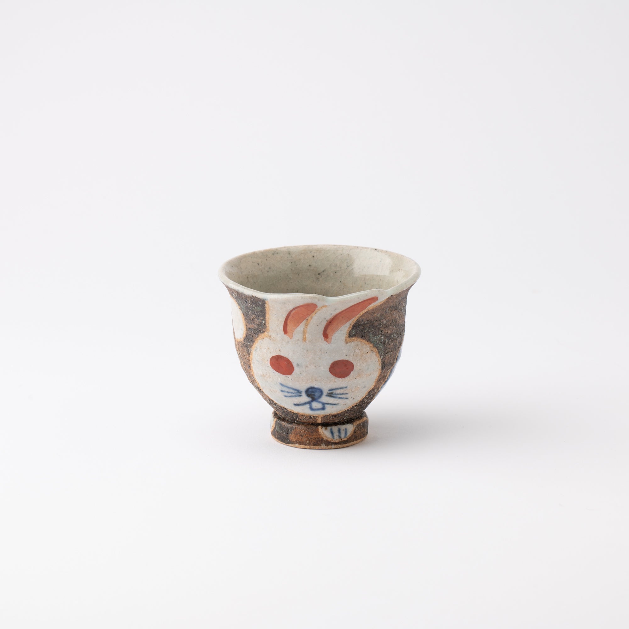 Kousai Kiln Playful Rabbit Hasami Small Yunomi Japanese Teacup - MUSUBI KILN - Quality Japanese Tableware and Gift