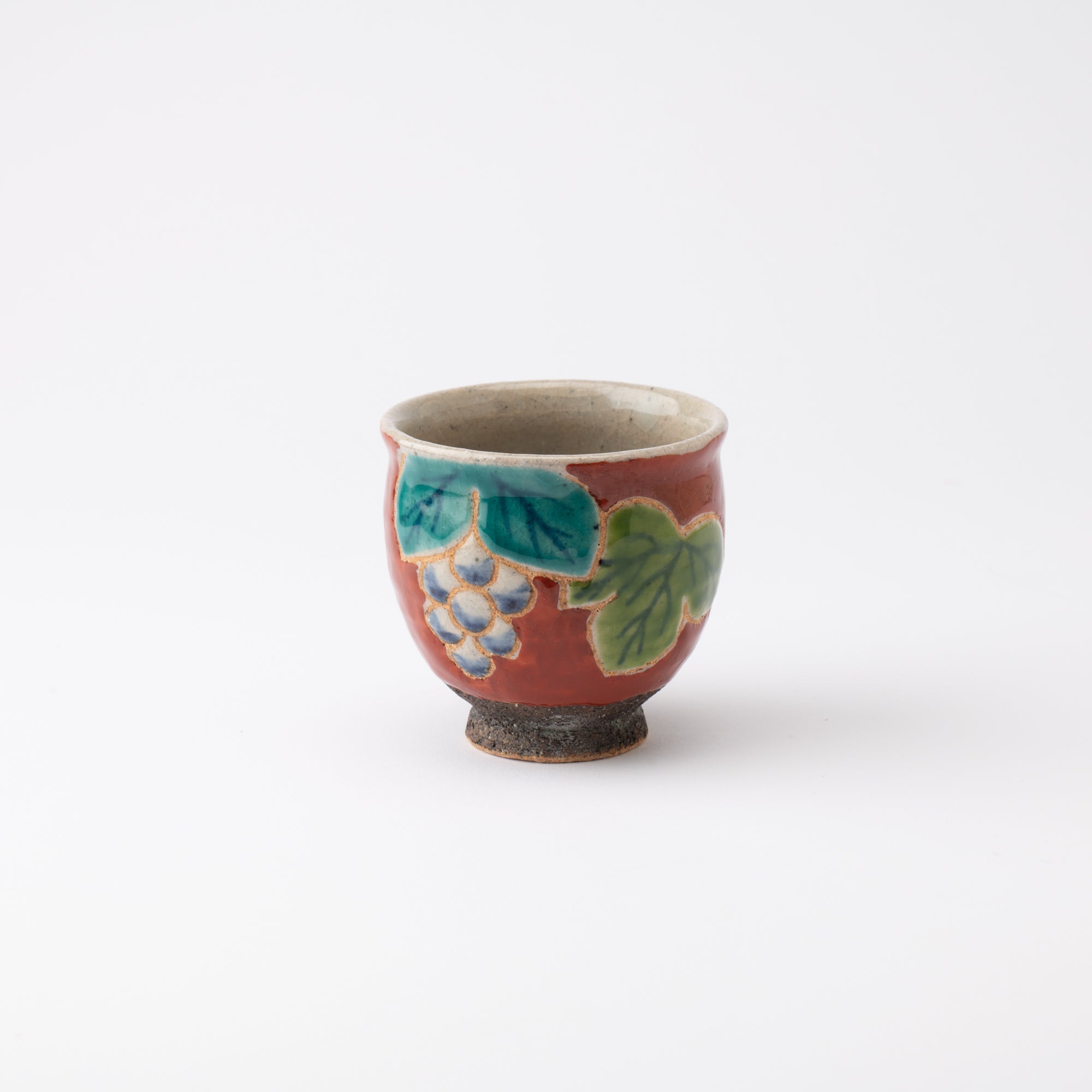 Kousai Kiln Red Grape Hasami Yunomi Japanese Teacup S - MUSUBI KILN - Quality Japanese Tableware and Gift