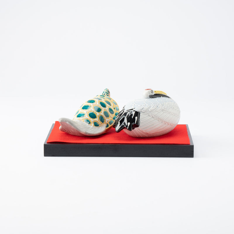 Kutani Crane and Turtle Figurine Pair - MUSUBI KILN - Quality Japanese Tableware and Gift