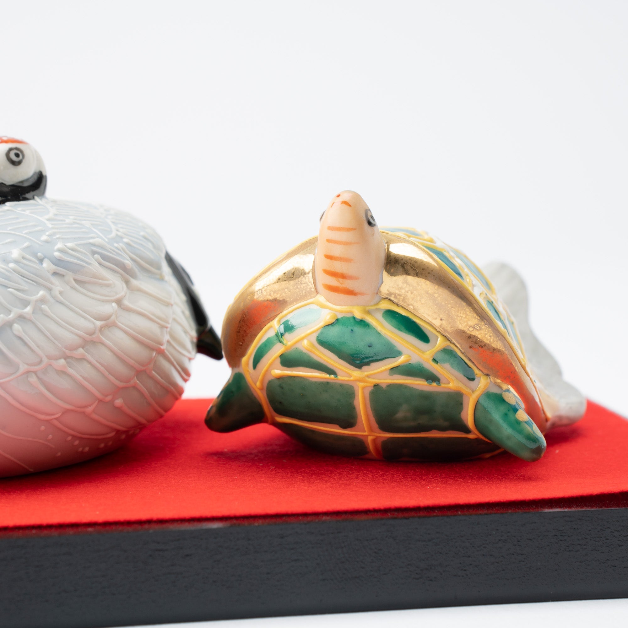 Kutani Crane and Turtle Figurine Pair - MUSUBI KILN - Quality Japanese Tableware and Gift