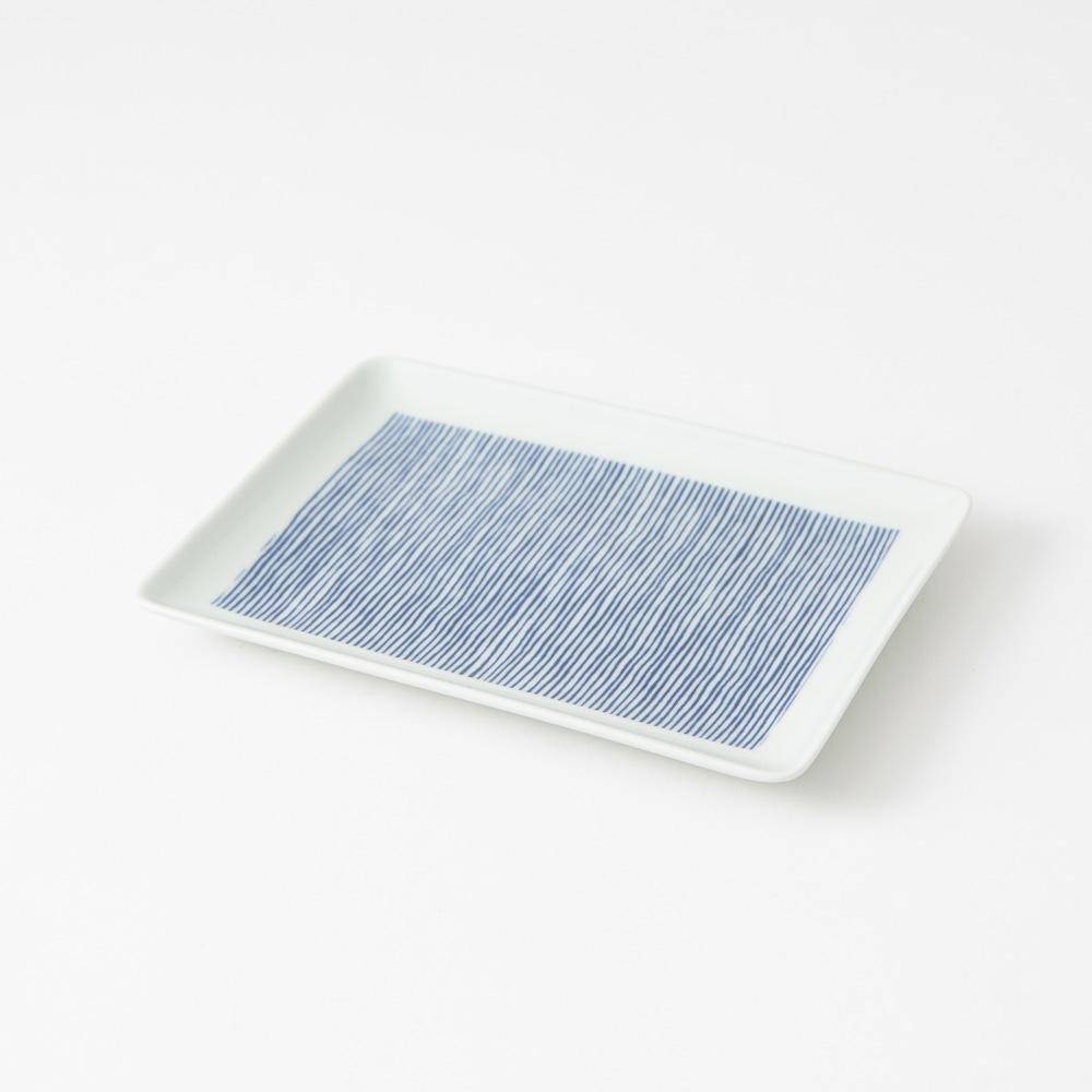 Kuvio Stripe Hasami Japanese Rectangle Plate - MUSUBI KILN - Quality Japanese Tableware and Gift