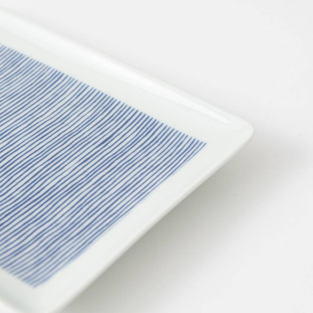 Kuvio Stripe Hasami Japanese Rectangle Plate - MUSUBI KILN - Quality Japanese Tableware and Gift