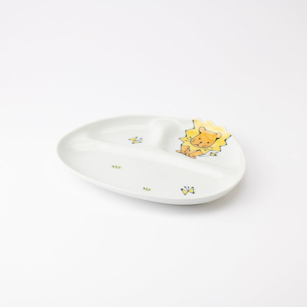 Lion Hasami Wave Children's Divided Plate - MUSUBI KILN - Quality Japanese Tableware and Gift