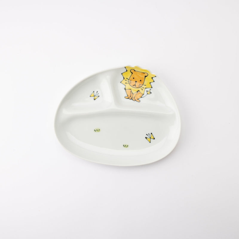 Lion Hasami Wave Children's Divided Plate - MUSUBI KILN - Quality Japanese Tableware and Gift