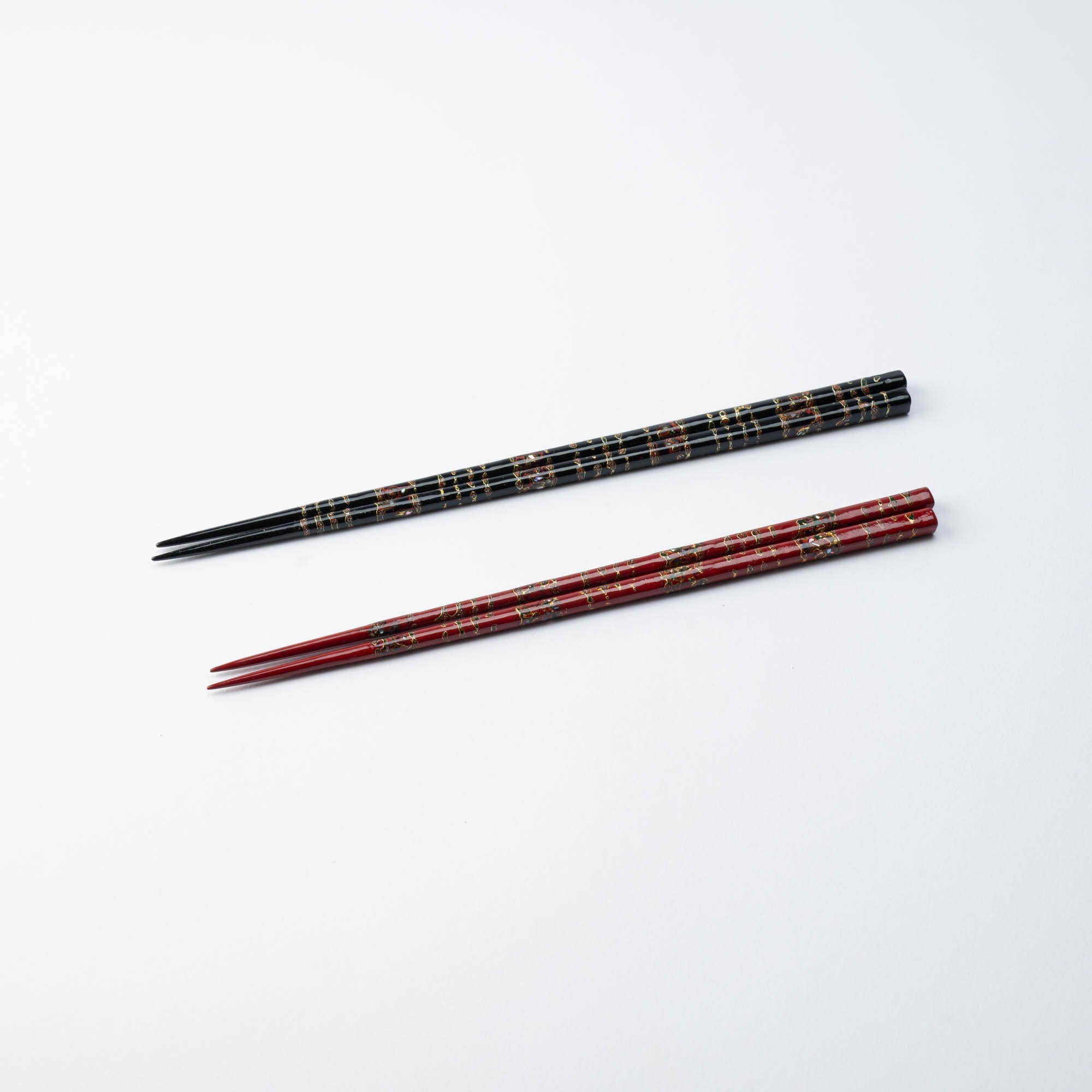 Matsukan Chiyo - Nishiki Wakasa Lacquerware Set of Two Pairs of Chopsticks 23.5 cm (9.3 in) / 21.5 cm (8.5 in) - MUSUBI KILN - Quality Japanese Tableware and Gift