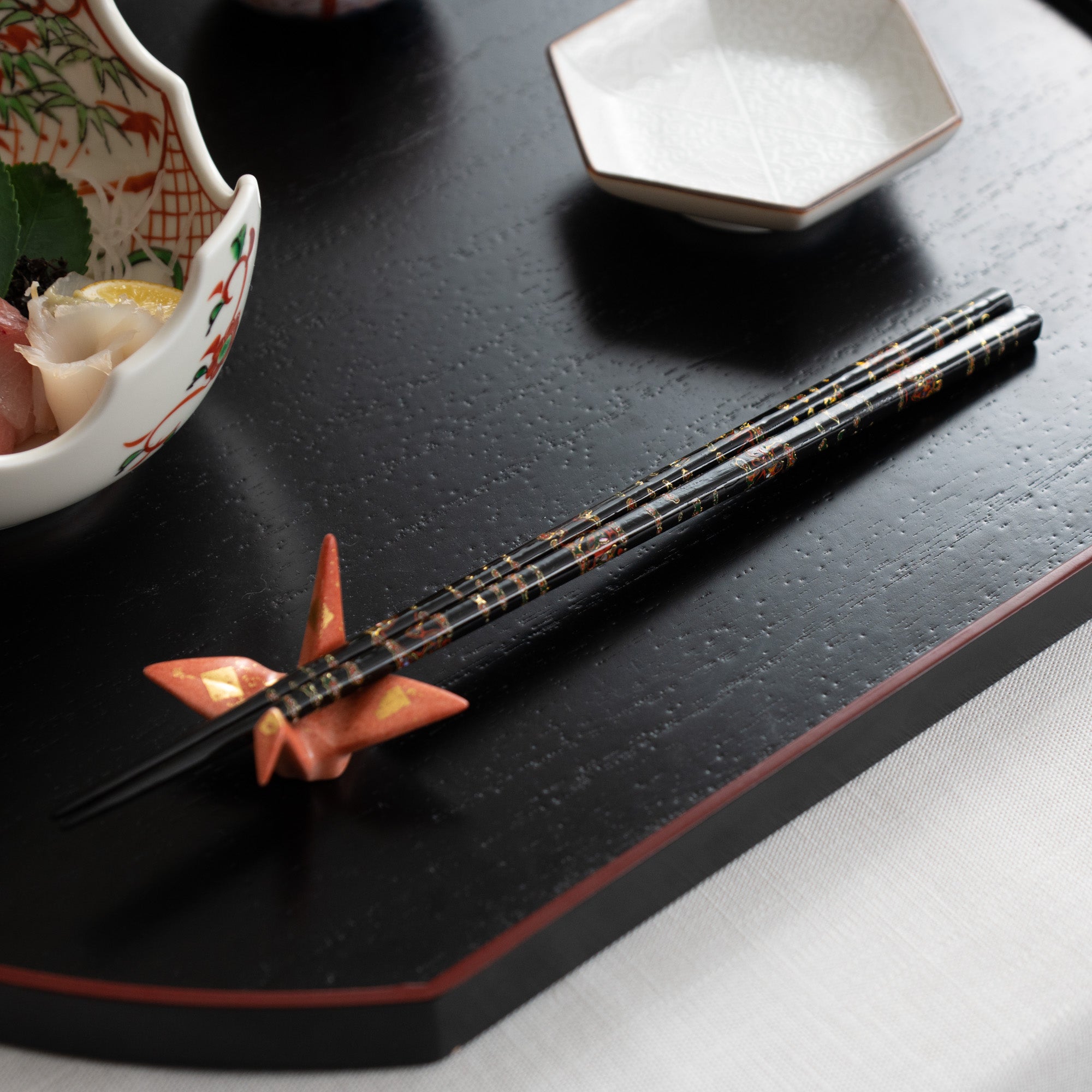 Matsukan Chiyo - Nishiki Wakasa Lacquerware Set of Two Pairs of Chopsticks 23.5 cm (9.3 in) / 21.5 cm (8.5 in) - MUSUBI KILN - Quality Japanese Tableware and Gift