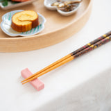 Matsukan Crystal Gold and Pink Moon Wakasa Lacquerware Chopsticks Set 22.5 cm (8.9 in) with Chopstick Rests (Set of Two) - MUSUBI KILN - Quality Japanese Tableware and Gift