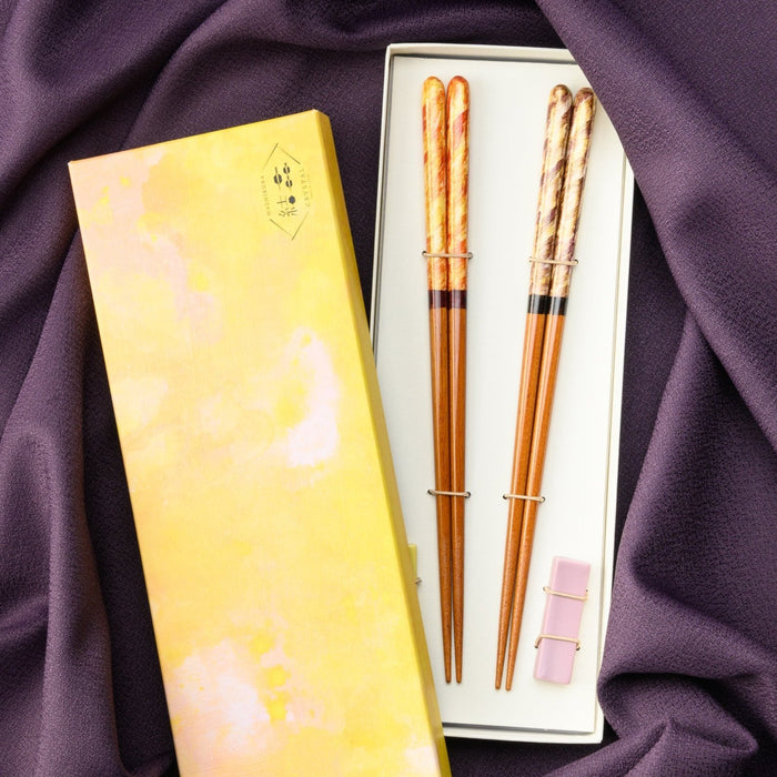 Wakasa Lacquerware Crystal Hidamari Chopsticks Pair Set with Chopstick ...