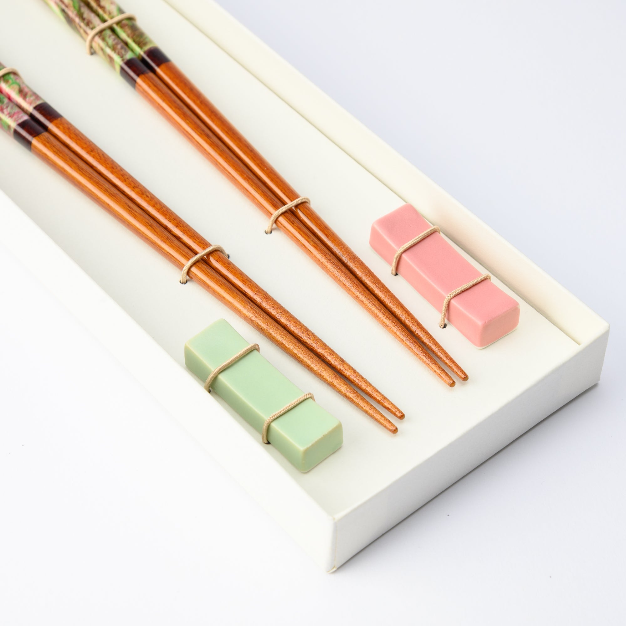 Matsukan Crystal Komorebi Wakasa Lacquerware Chopsticks Set 22.5 cm (8.9 in) with Chopstick Rests (Set of Two) - MUSUBI KILN - Quality Japanese Tableware and Gift