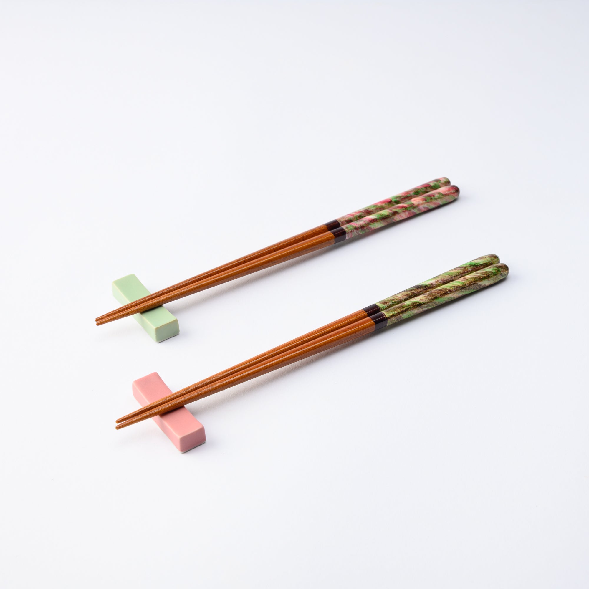 Matsukan Crystal Komorebi Wakasa Lacquerware Chopsticks Set 22.5 cm (8.9 in) with Chopstick Rests (Set of Two) - MUSUBI KILN - Quality Japanese Tableware and Gift