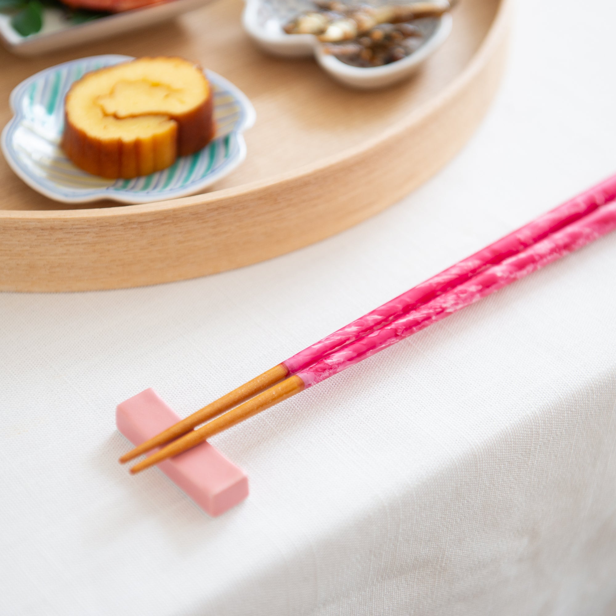 Matsukan Crystal Moss Pink and Wisteria Wakasa Lacquerware Chopsticks Set 22.5 cm (8.9 in) with Chopstick Rests (Set of Two) - MUSUBI KILN - Quality Japanese Tableware and Gift