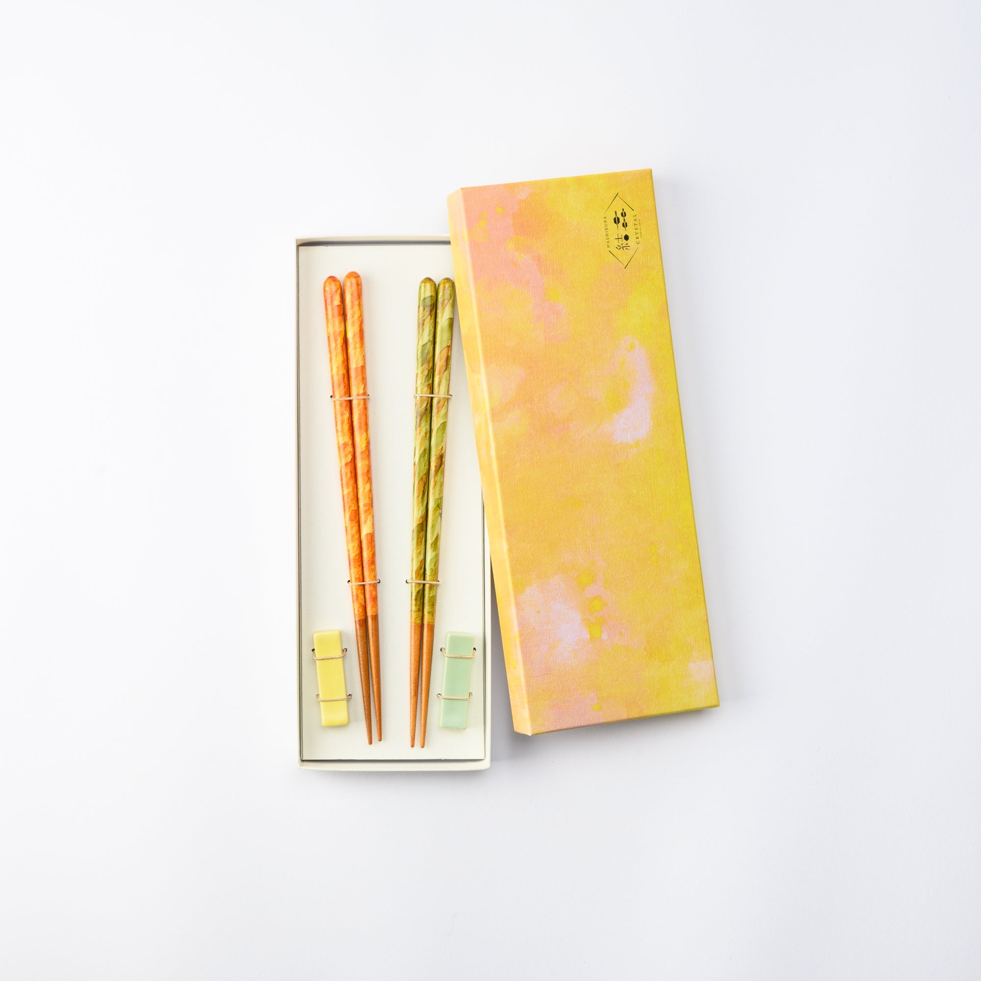 Matsukan Crystal Spring and Autumn Wakasa Lacquerware Chopsticks Set 22.5 cm (8.9 in) with Chopstick Rests (Set of Two) - MUSUBI KILN - Quality Japanese Tableware and Gift