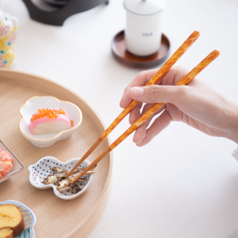 Matsukan Crystal Spring and Autumn Wakasa Lacquerware Chopsticks Set 22.5 cm (8.9 in) with Chopstick Rests (Set of Two) - MUSUBI KILN - Quality Japanese Tableware and Gift