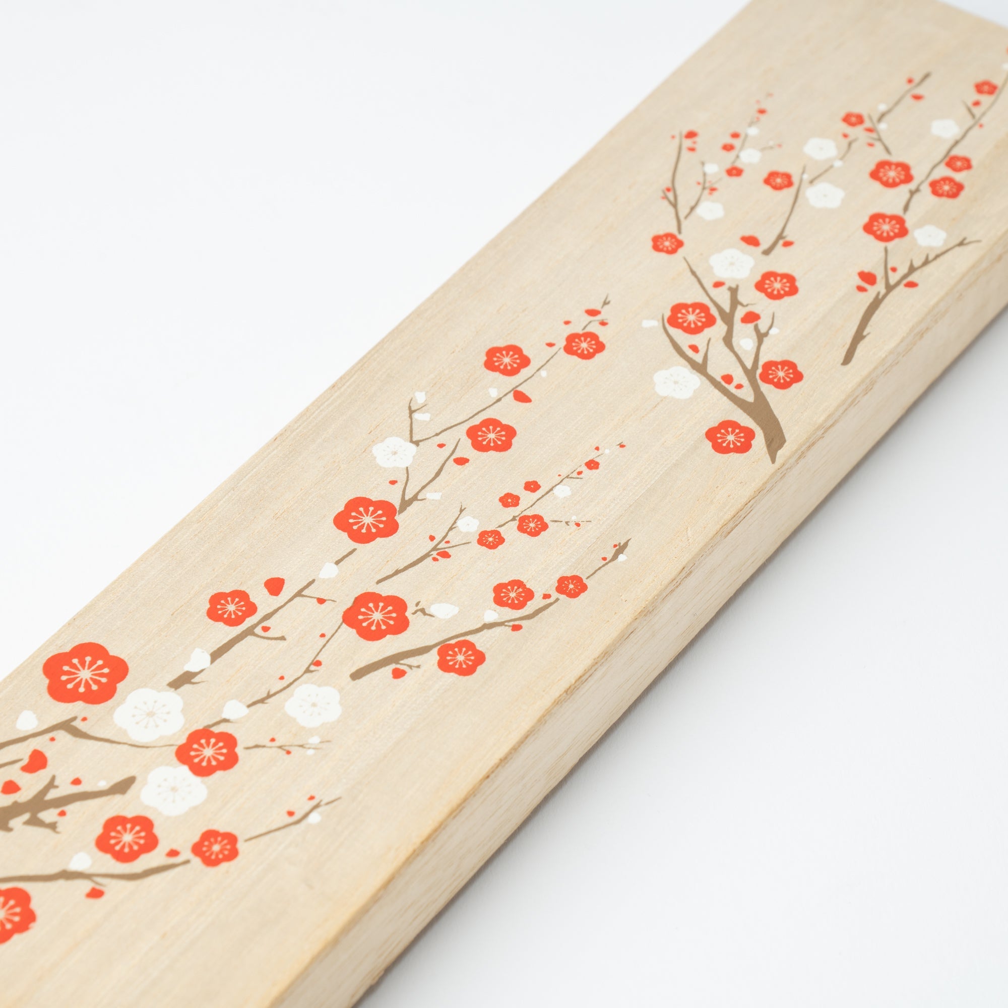 Matsukan Rimpa Red and White Plum Blossoms Wakasa Lacquerware Set of Two Pairs of Chopsticks 23 cm (9.1 in) - MUSUBI KILN - Quality Japanese Tableware and Gift