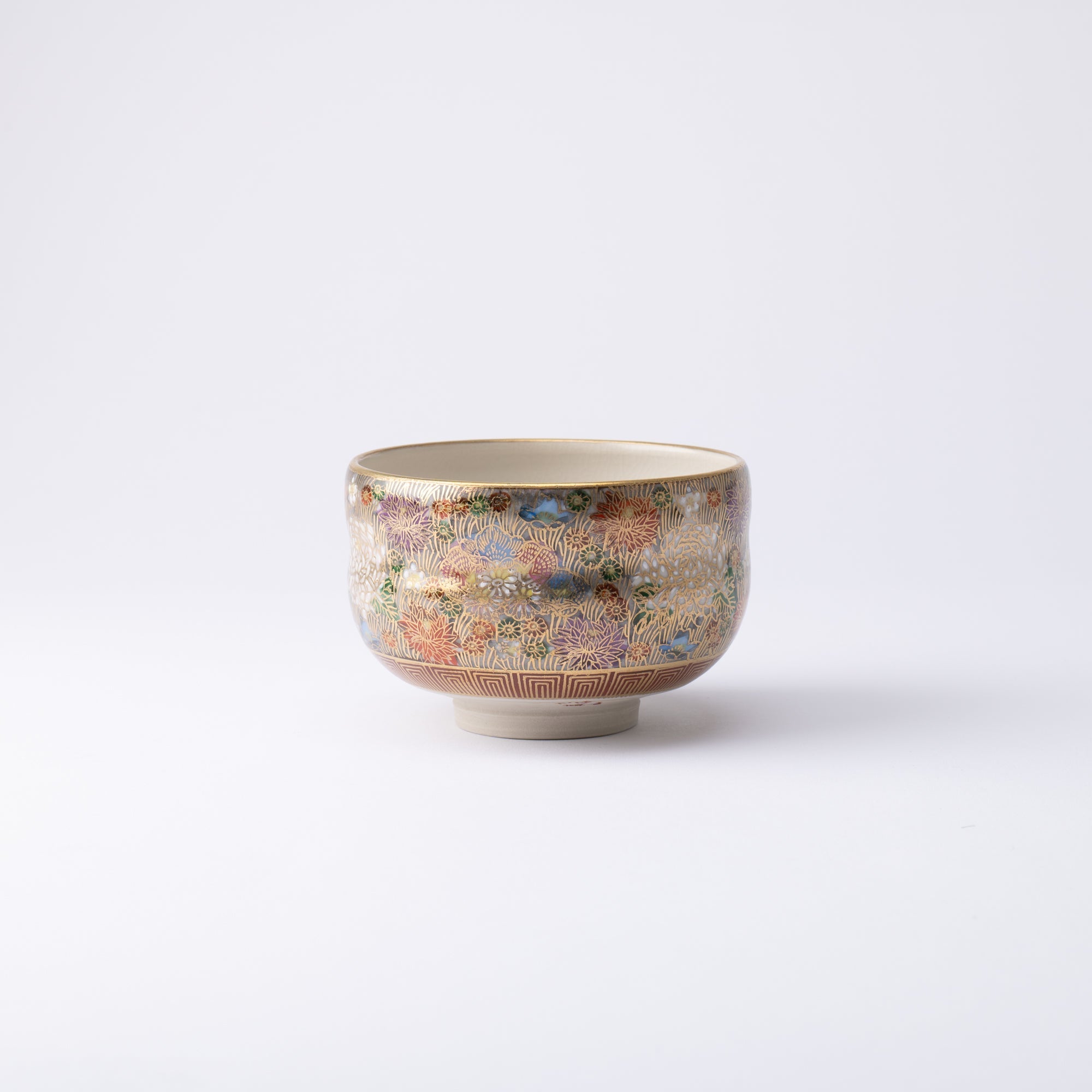 Mayama Hanazume Kutani Matcha Bowl Chawan - MUSUBI KILN - Quality Japanese Tableware and Gift