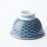 Midou Kiln Seigaiha Blue Wave Hasami Japanese Small Teacup - MUSUBI KILN - Quality Japanese Tableware and Gift