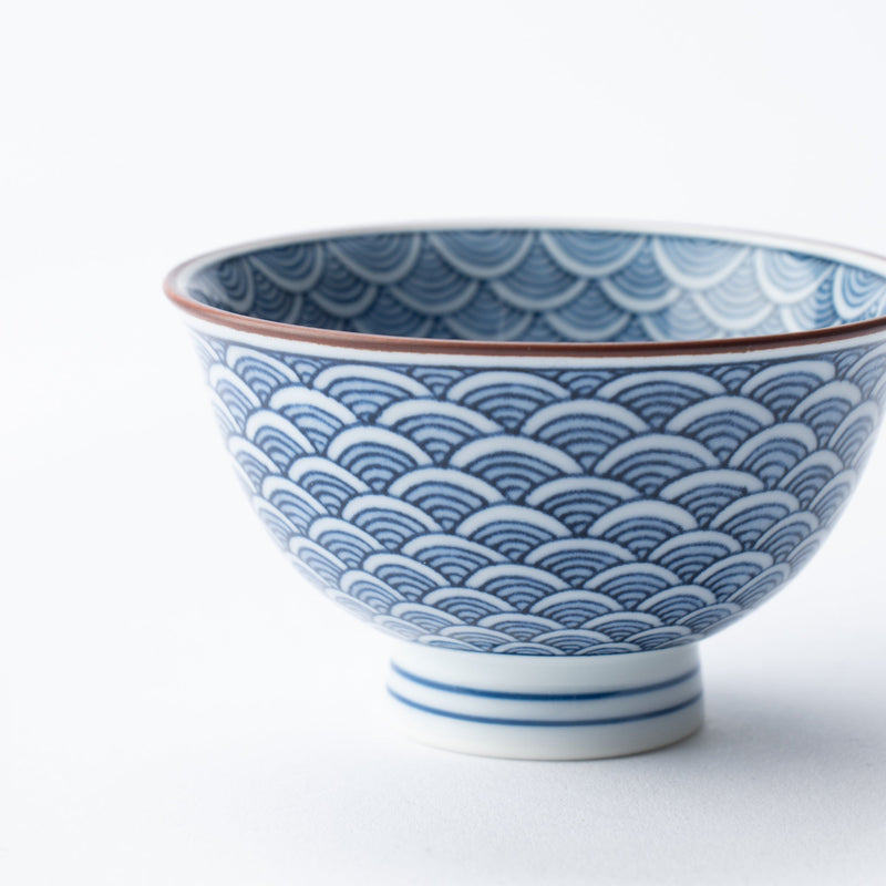 Midou Kiln Seigaiha Blue Wave Hasami Japanese Small Teacup - MUSUBI KILN - Quality Japanese Tableware and Gift