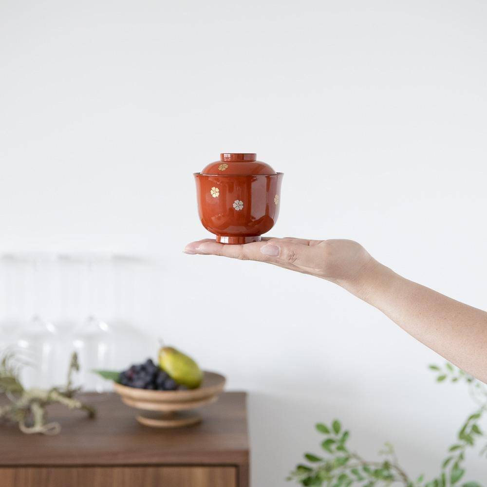 MINI SAKURA Yamanaka Lacquerware Miso Soup Bowl - MUSUBI KILN - Quality Japanese Tableware and Gift