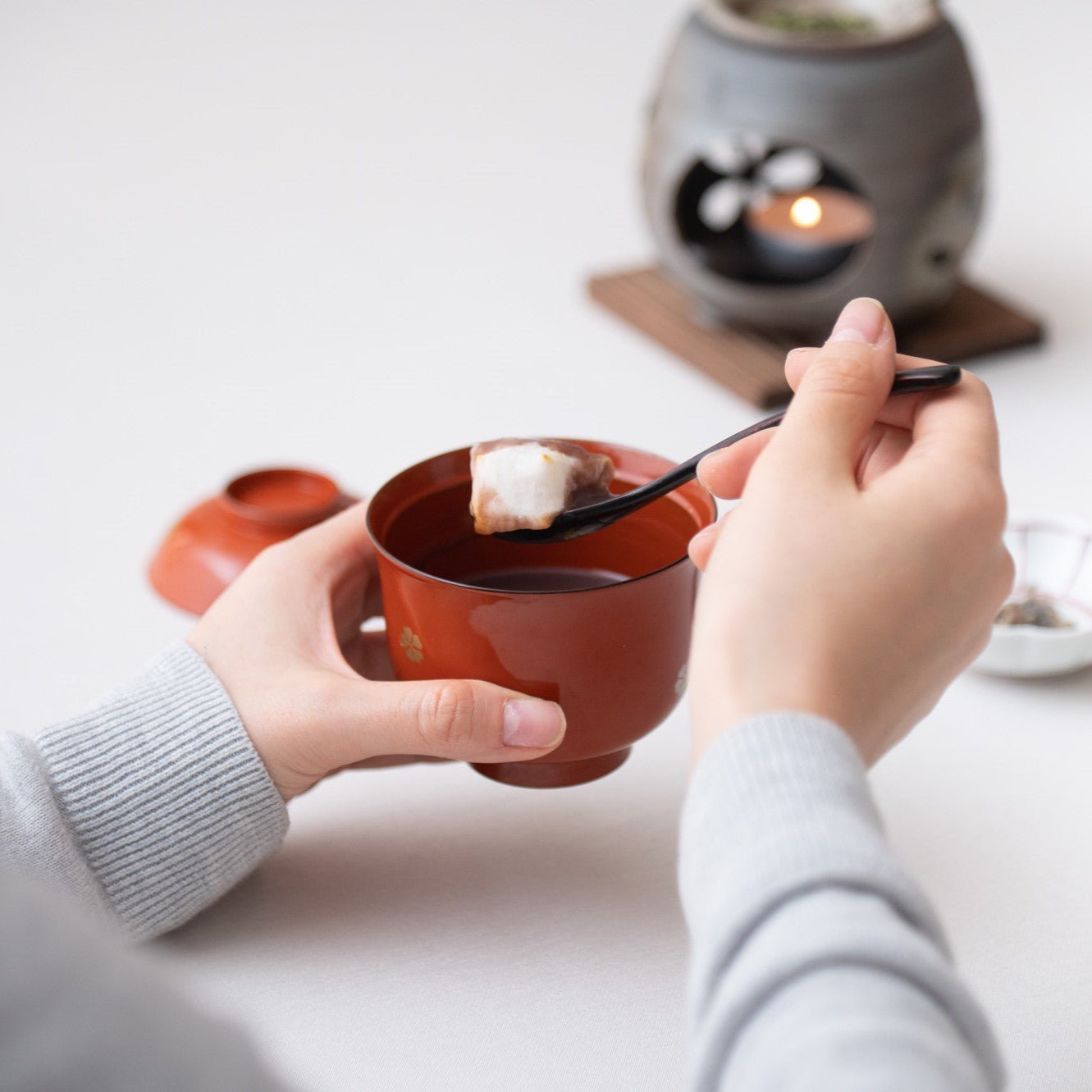 MINI SAKURA Yamanaka Lacquerware Miso Soup Bowl - MUSUBI KILN - Quality Japanese Tableware and Gift