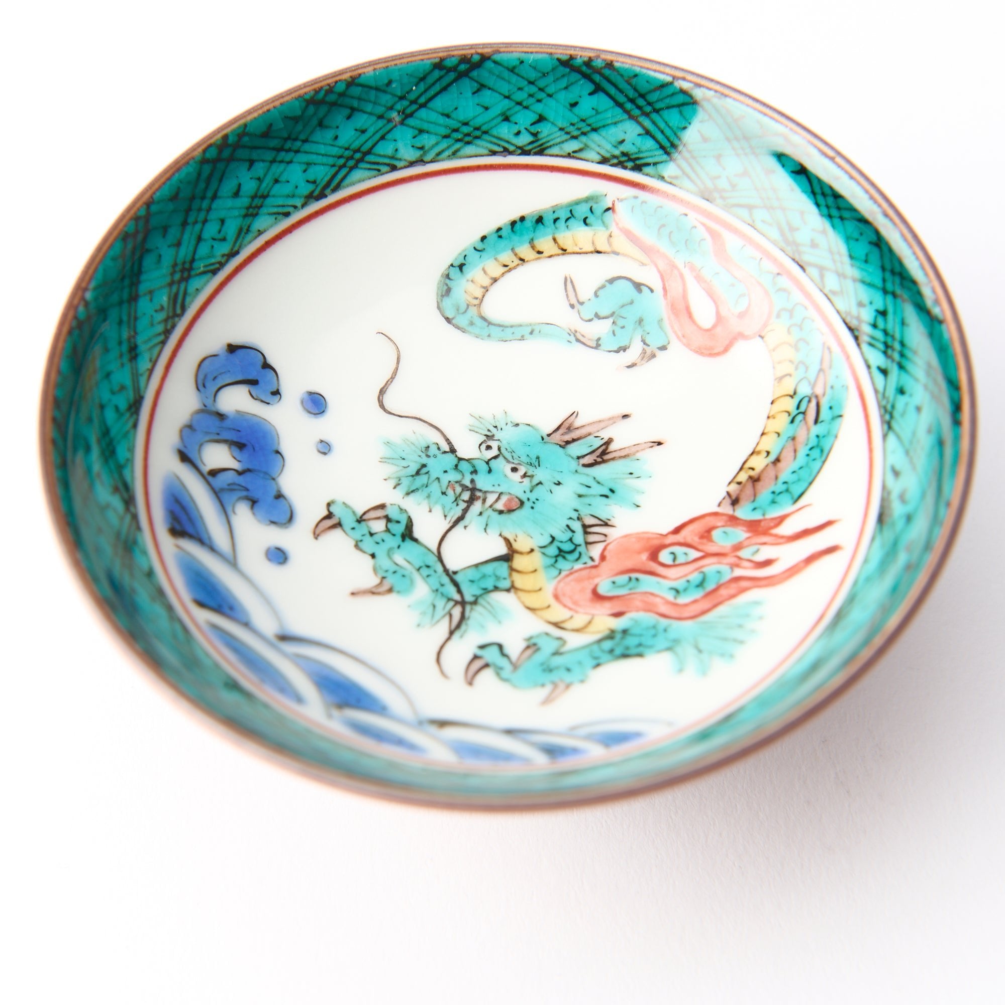 Mitsui Tamekichi Dragon Sakazuki Flat Sake Cup - MUSUBI KILN - Quality Japanese Tableware and Gift