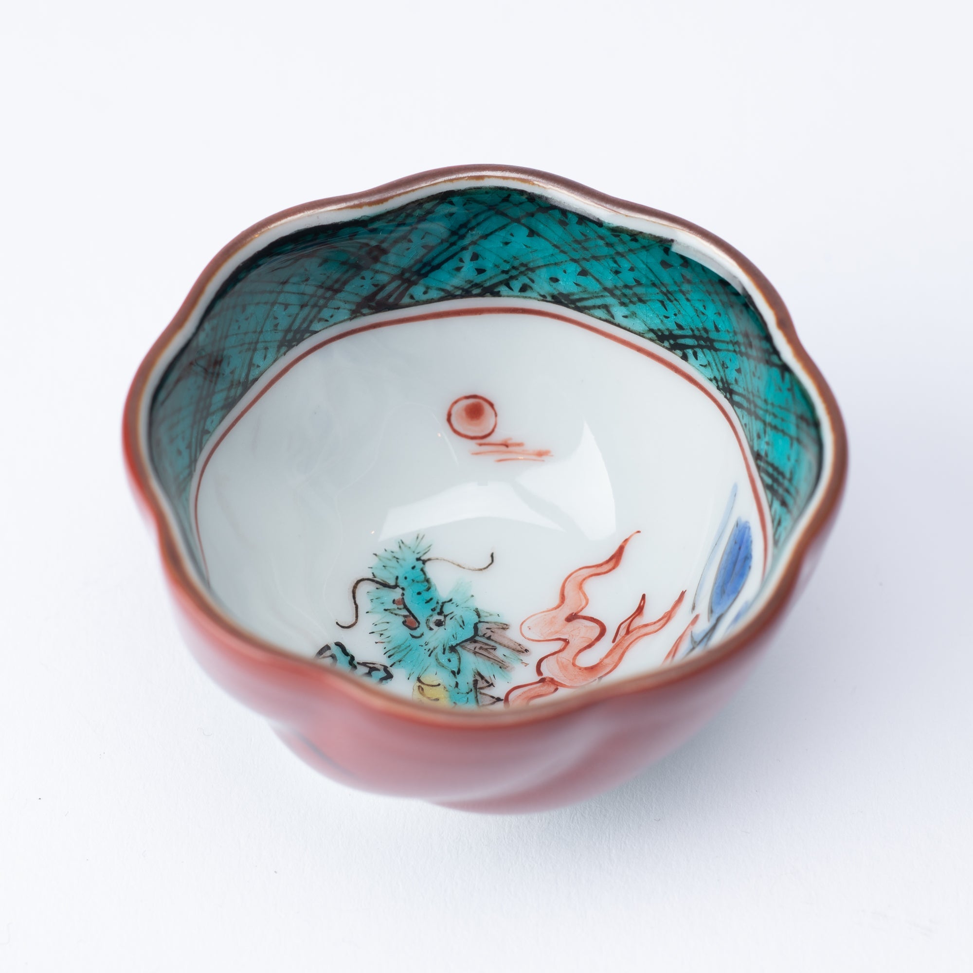 Mitsui Tamekichi Plum - Shaped Dragon Guinomi Sake Cup - MUSUBI KILN - Quality Japanese Tableware and Gift