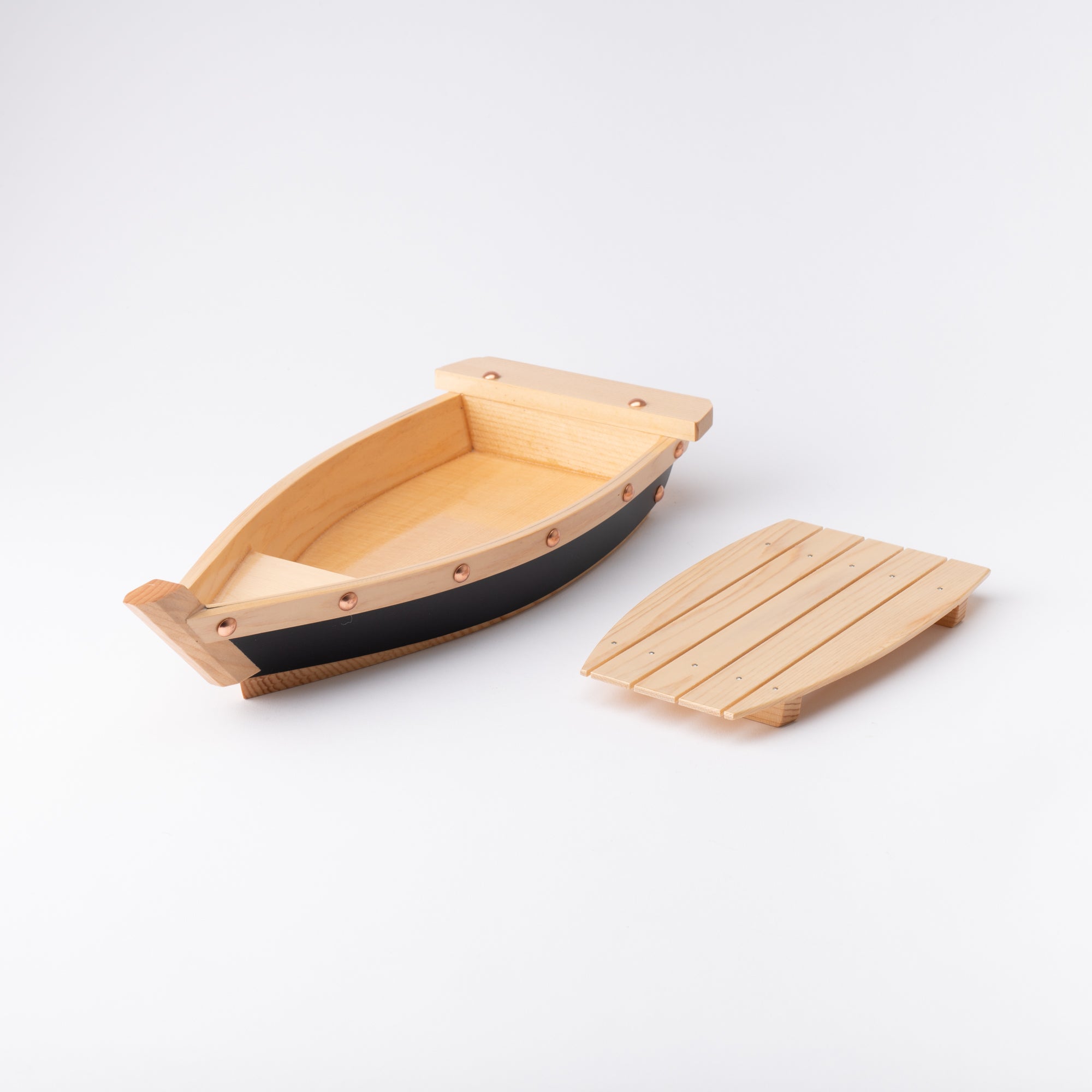 Miyabi Urushi Black Belt Kiso Woodwork Sushi Boat 14.6in - MUSUBI KILN - Quality Japanese Tableware and Gift