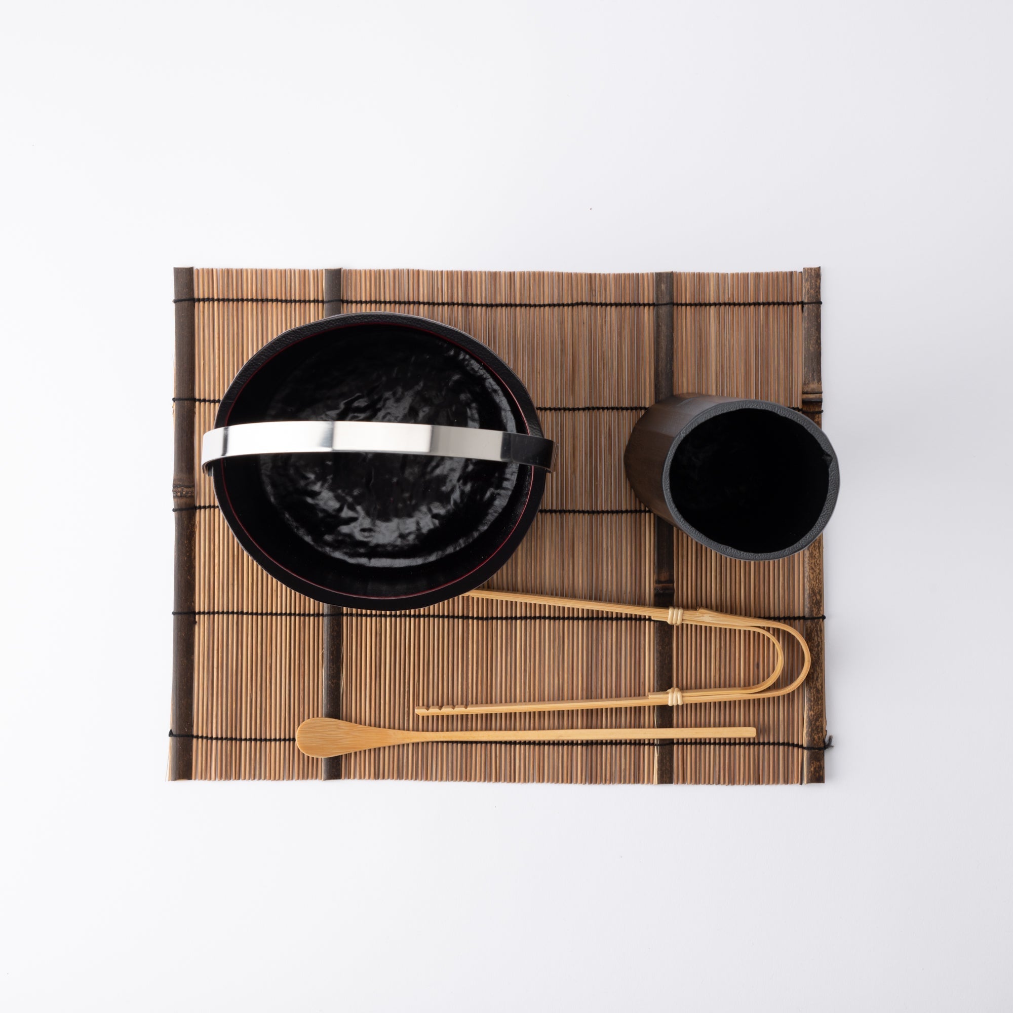 Miyabitake Japanese Bamboo Ice Bucket with Water Carafe, Placemat, Stir Stick and Tong Set - MUSUBI KILN - Quality Japanese Tableware and Gift