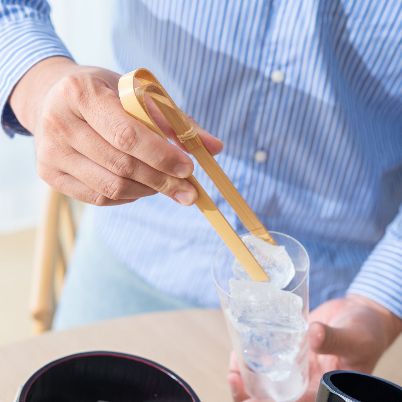 Miyabitake Japanese Bamboo Ice Bucket with Water Carafe, Placemat, Stir Stick and Tong Set - MUSUBI KILN - Quality Japanese Tableware and Gift