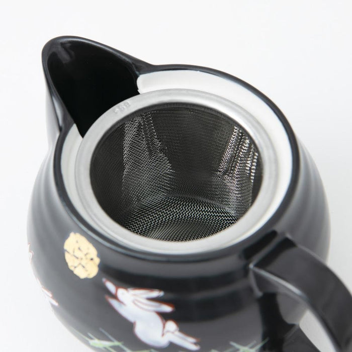 Moon and Rabbit Black Japanese Teapot