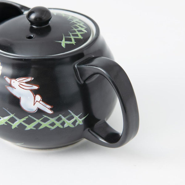 Kutani Ware Moon and Rabbit Black Japanese Teapot (Kyusu) – Japanese ...