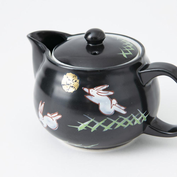 Moon and Rabbit Black Japanese Teapot