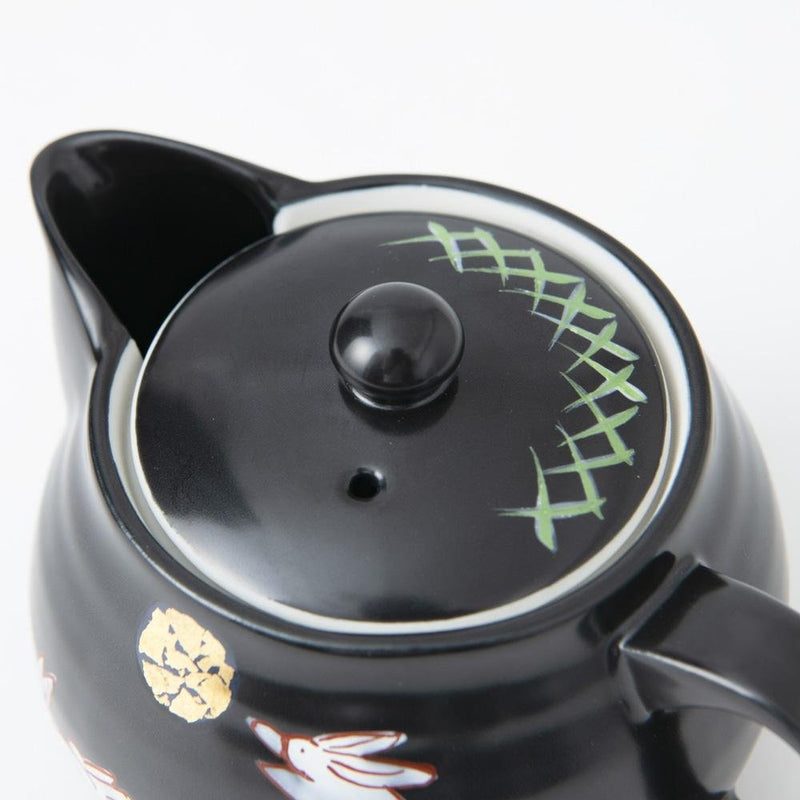 Moon and Rabbit Black Japanese Teapot