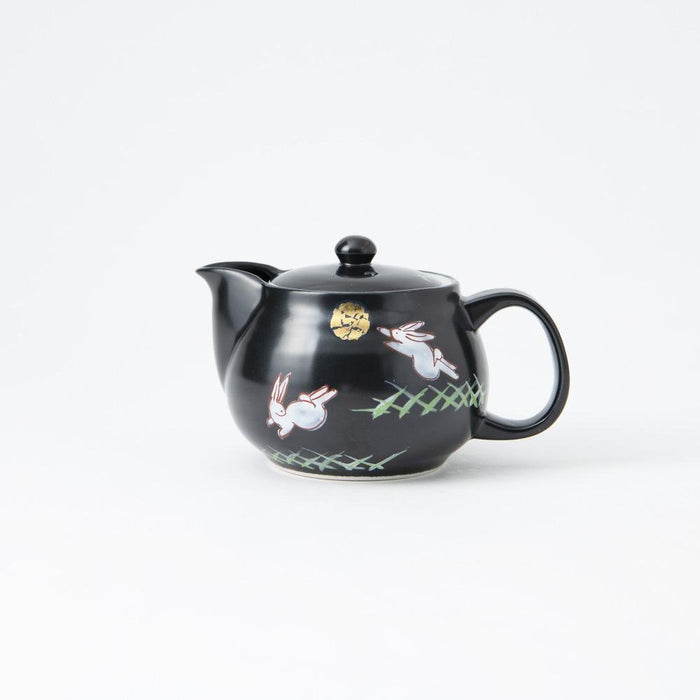 Kutani Ware Moon and Rabbit Black Japanese Teapot (Kyusu) – Japanese ...