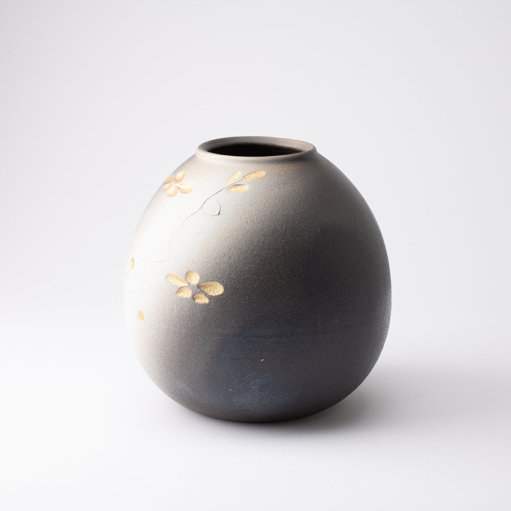 Moonlit Night Gold Shigaraki Ware Flower Vase - MUSUBI KILN - Quality Japanese Tableware and Gift