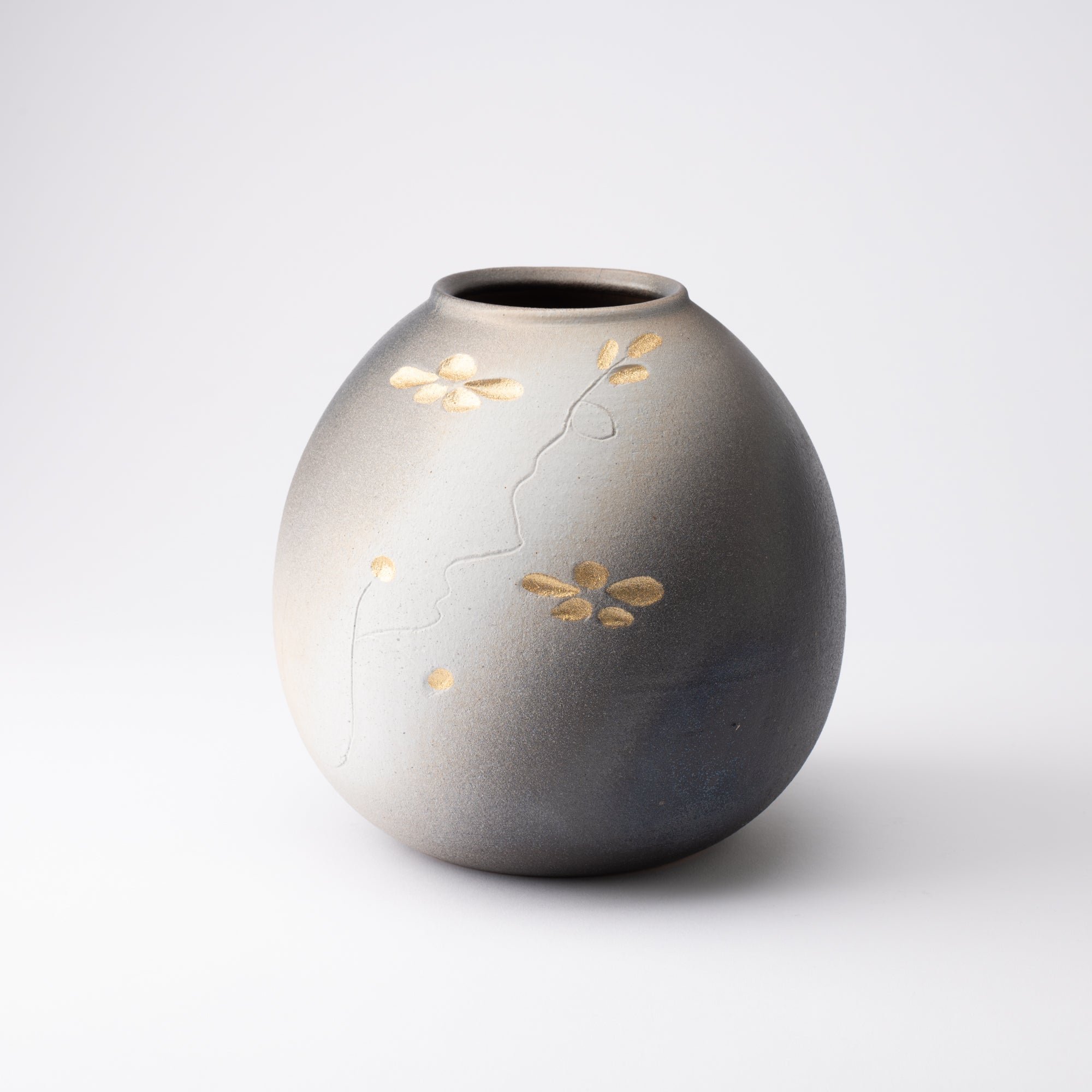 Moonlit Night Gold Shigaraki Ware Flower Vase - MUSUBI KILN - Quality Japanese Tableware and Gift