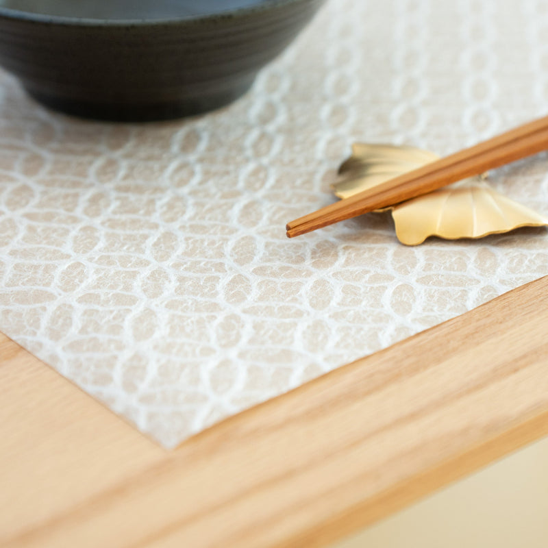 Morisa Beige Shippou Tosa Washi Paper Place Mat (5 sheets) - MUSUBI KILN - Quality Japanese Tableware and Gift