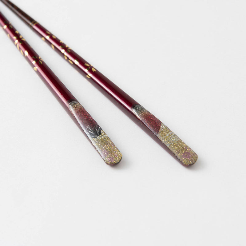 Mt.Fuji and Sakura Yamanaka Lacquerware Set of Two Pairs of Chopsticks 23 cm (9 in) - MUSUBI KILN - Quality Japanese Tableware and Gift