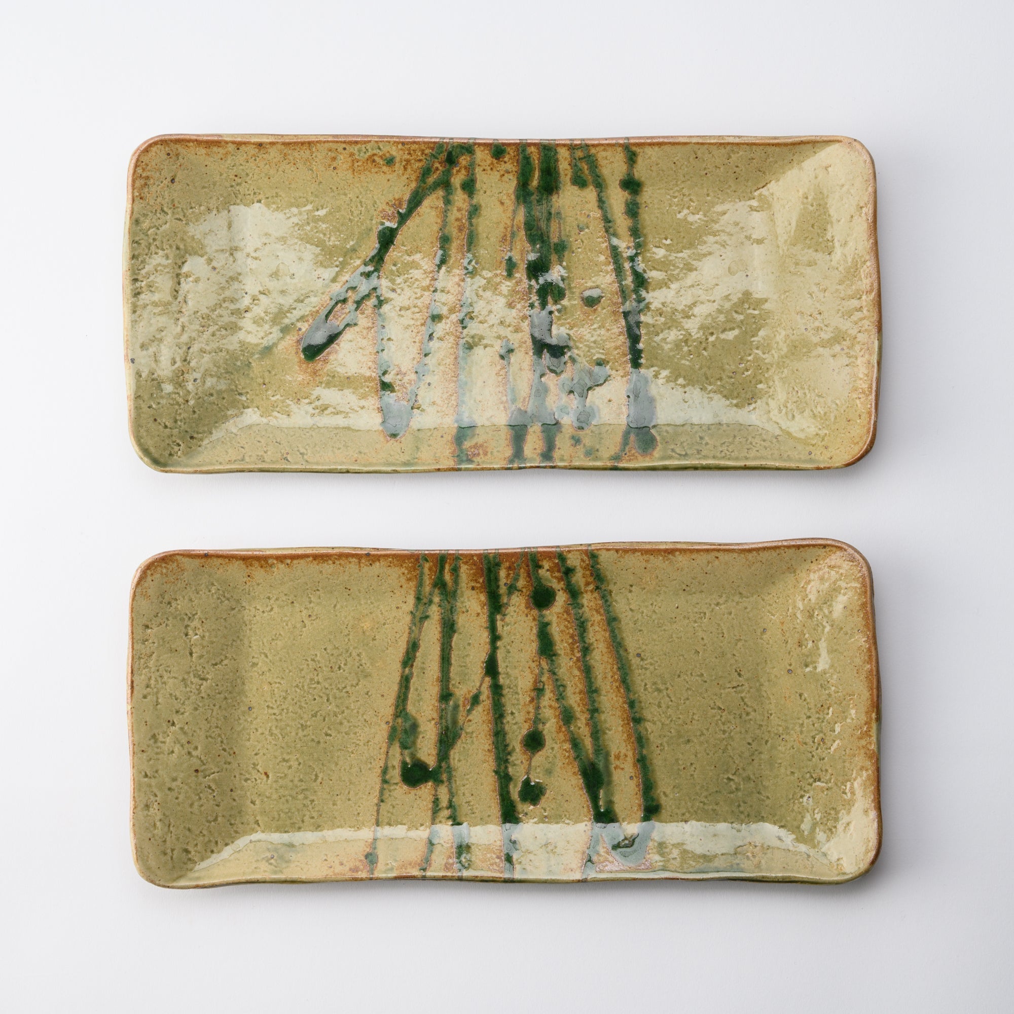 Musashi Kiln Brown Water Plant Mino Ware Long Plate - MUSUBI KILN - Quality Japanese Tableware and Gift