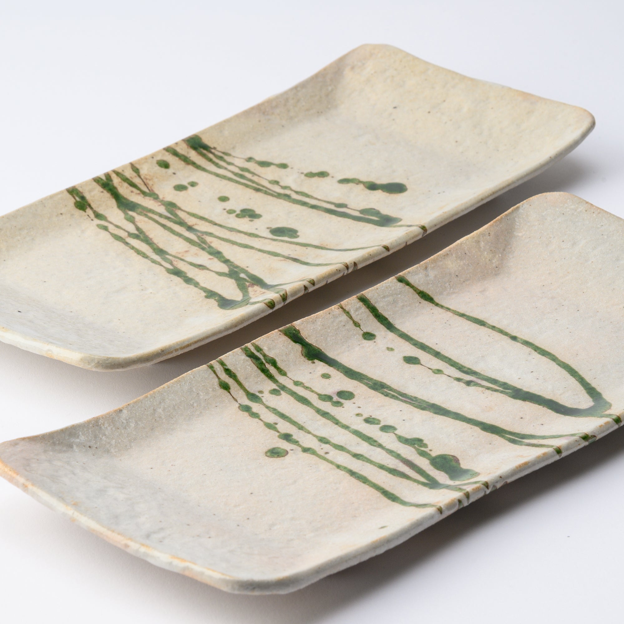 Musashi Kiln Water Plant Mino Ware Long Plate - MUSUBI KILN - Quality Japanese Tableware and Gift