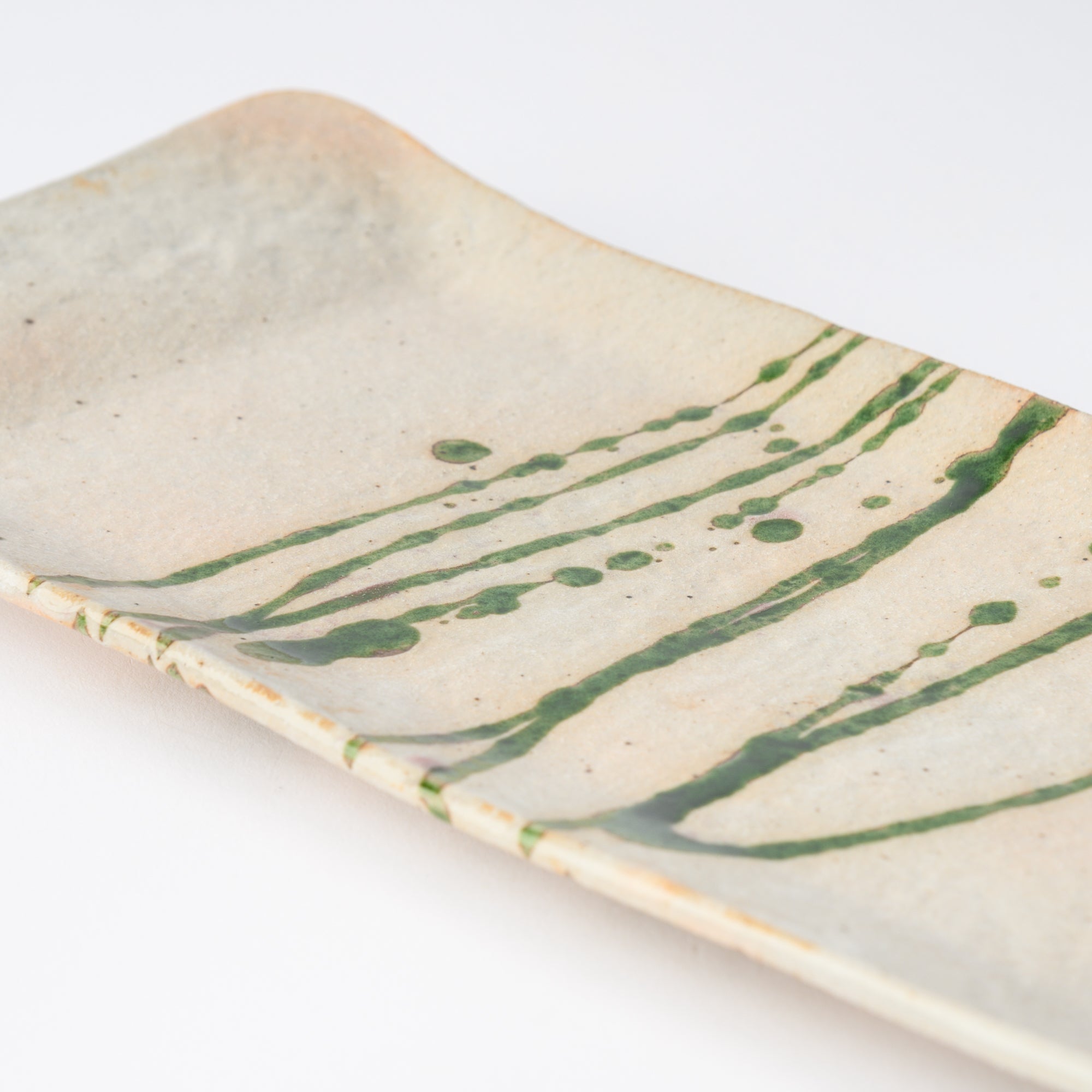 Musashi Kiln Water Plant Mino Ware Long Plate - MUSUBI KILN - Quality Japanese Tableware and Gift