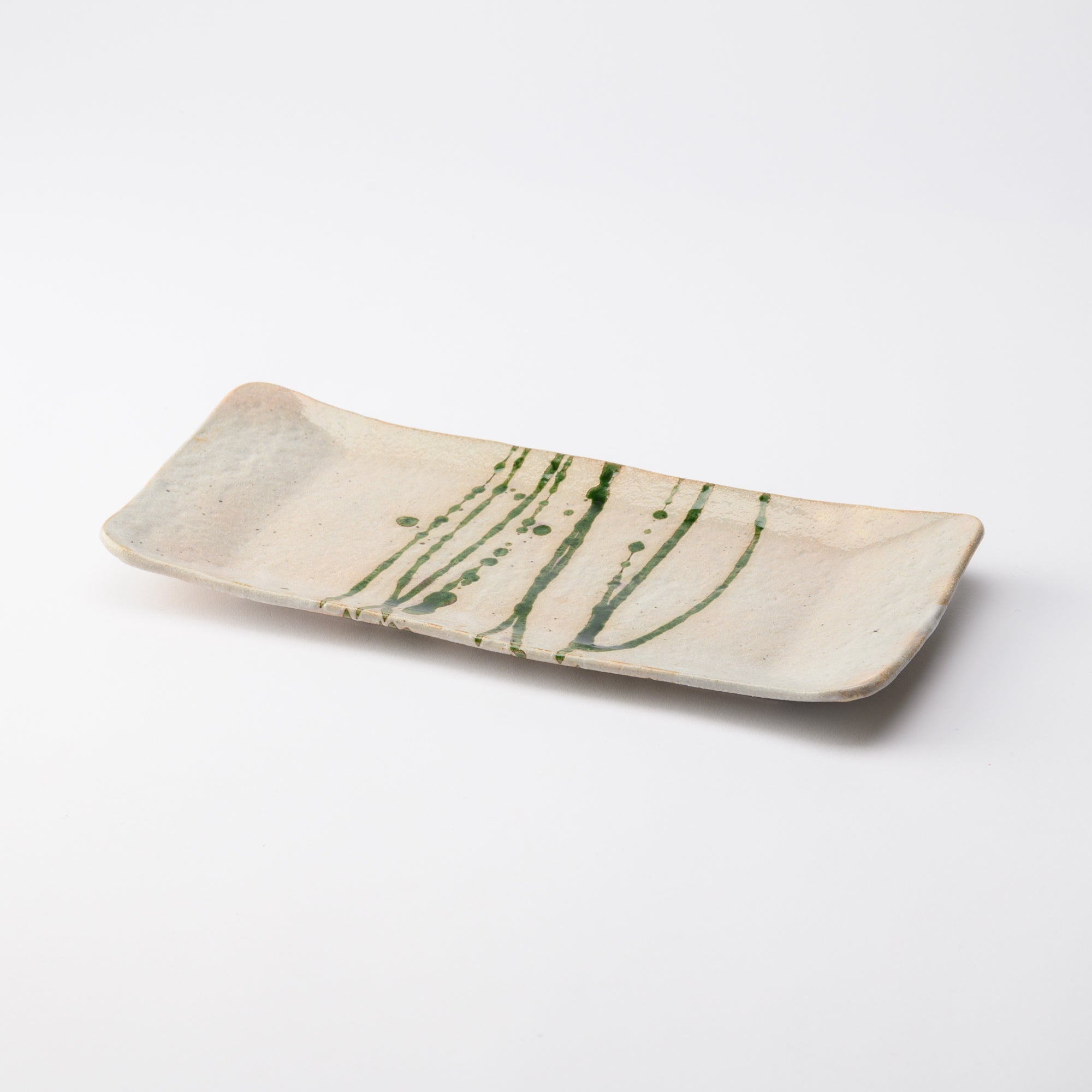 Musashi Kiln Water Plant Mino Ware Long Plate - MUSUBI KILN - Quality Japanese Tableware and Gift