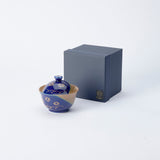 Musubi Mono Blue Glaze Gold Chrysanthemum Arita Chawanmushi Bowl - MUSUBI KILN - Quality Japanese Tableware and Gift